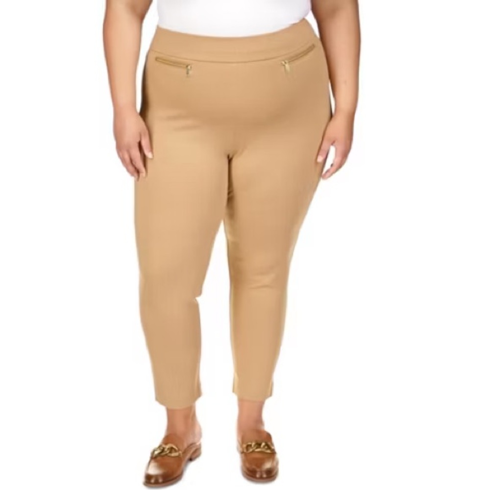 WHITE 3x Michael Kors Womens Stretch Pull On Casual Trouser Pants